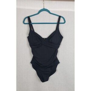 Anne Cole Swimwear One Piece 10 Black Ruched Twist Keyhole Beach Resort Vacation